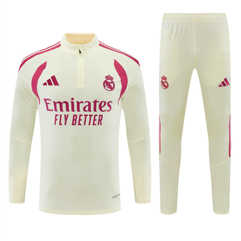 Mens Real Madrid 2026/27 Half-zip Beige Tracksuit