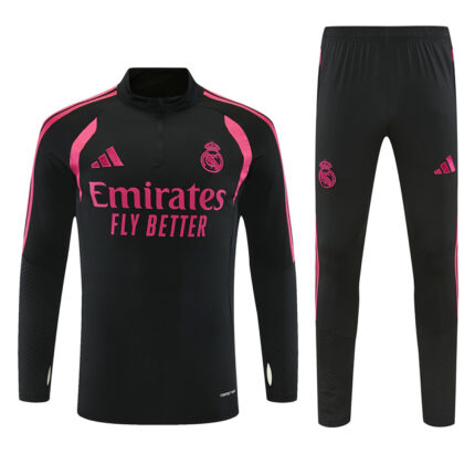 Mens Real Madrid 2026/27 Half-zip Black Pink Tracksuit