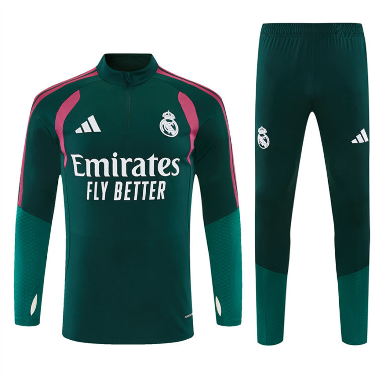 Mens Real Madrid 2026/27 Half-zip Dark Green Pink Tracksuit