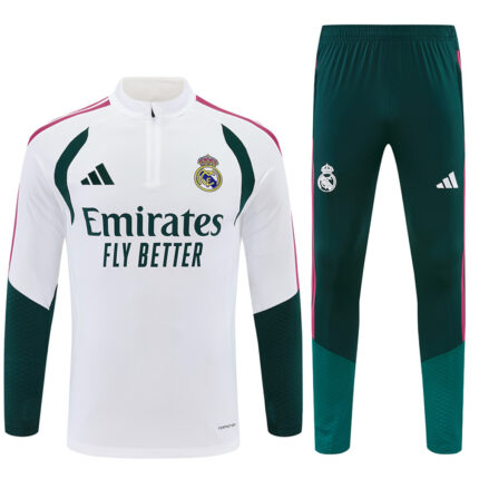 Mens Real Madrid 2026/27 Half-zip White Green Tracksuit