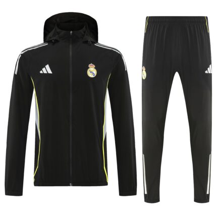 Mens Real Madrid 2026/27 Windbreaker Suit Black Jacket