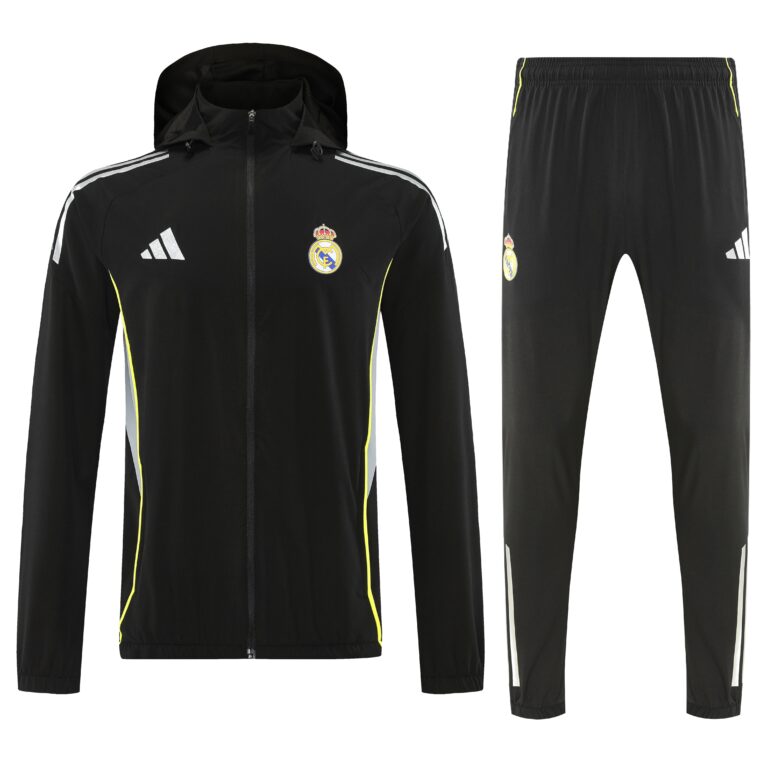 Mens Real Madrid 2026/27 Windbreaker Suit Black Jacket