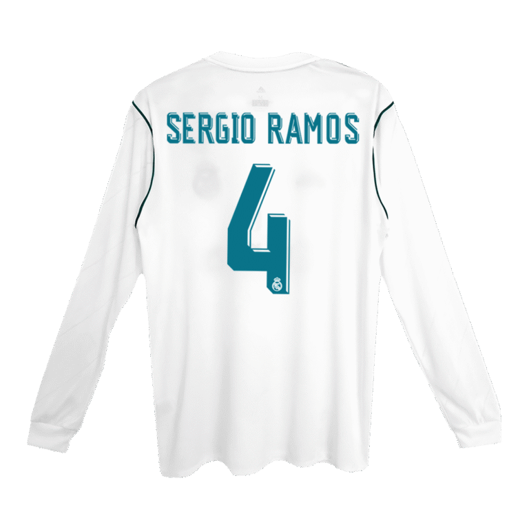 Mens Real Madrid Retro Home Jersey Long Sleeve – Ramos 4