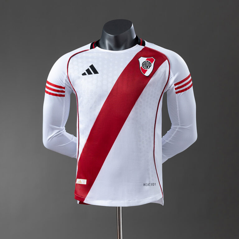 Mens River Plate 2025/26 Home Long Sleeve Jersey Player Version