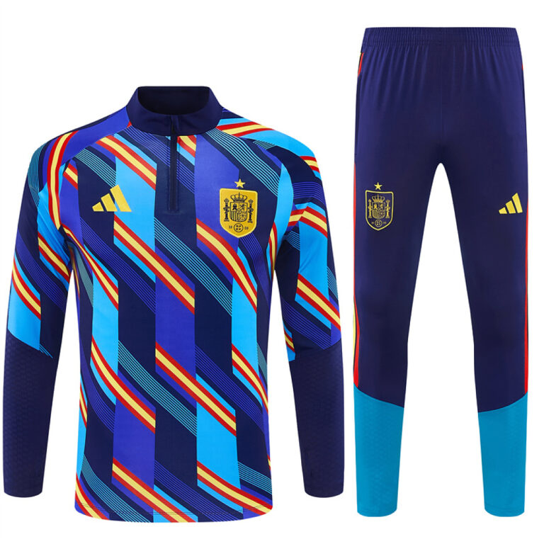 Mens Spain 2026 World Cup Camo Half-zip Royal Blue Tracksuit