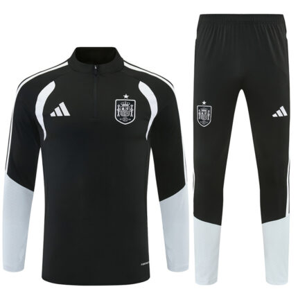 Mens Spain 2026 World Cup Half-zip Black Tracksuit