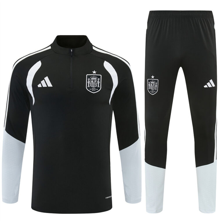 Mens Spain 2026 World Cup Half-zip Black Tracksuit