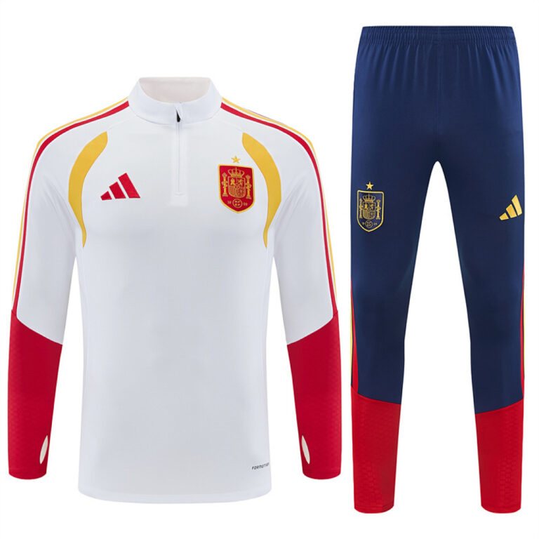 Mens Spain 2026 World Cup Half-zip White Tracksuit