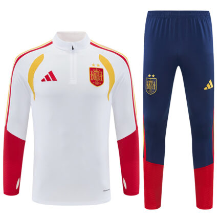 Mens Spain 2026 World Cup Two-star Edition Half-zip White Tracksuit