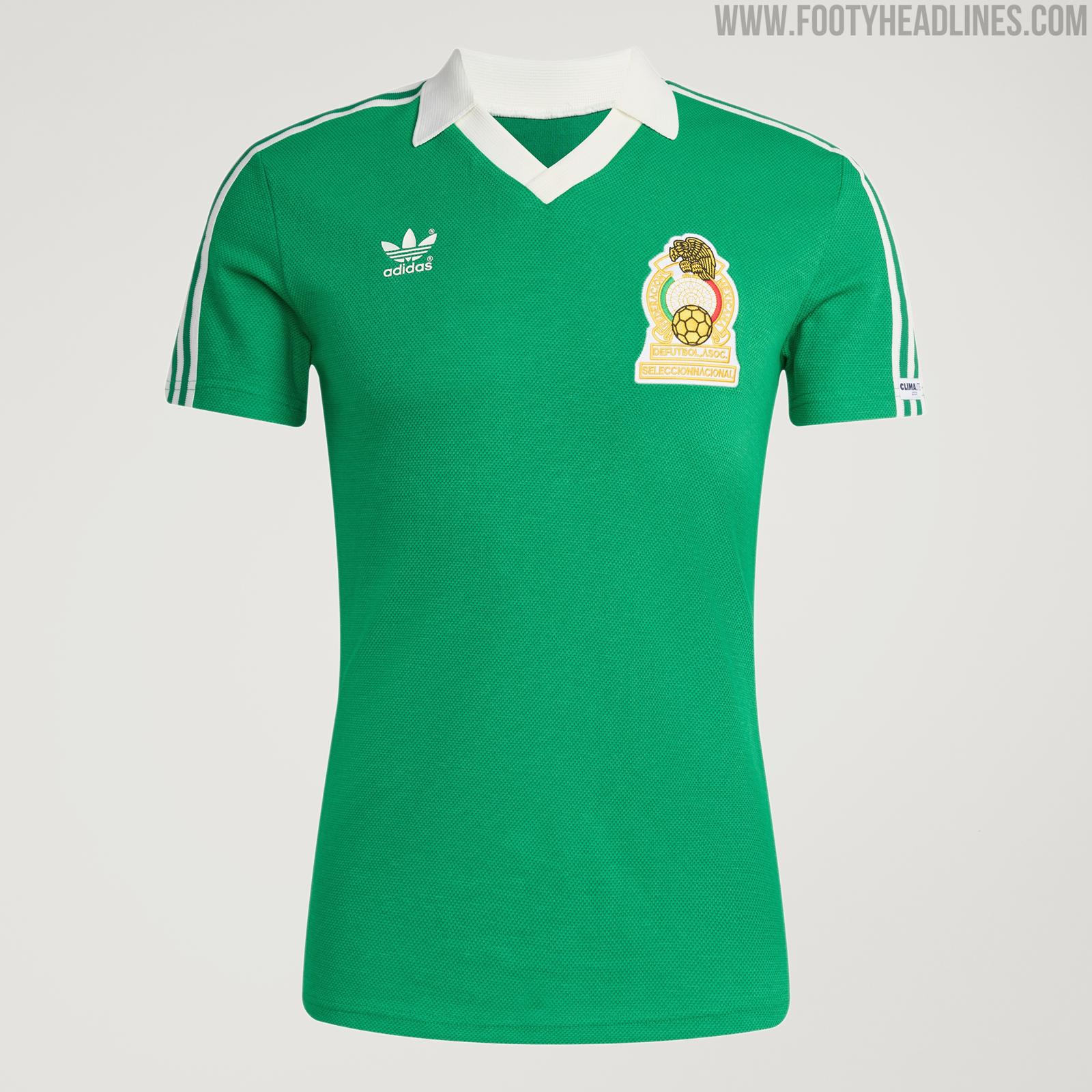 Mexico 1986 World Cup home shirt by adidas — green with white trim