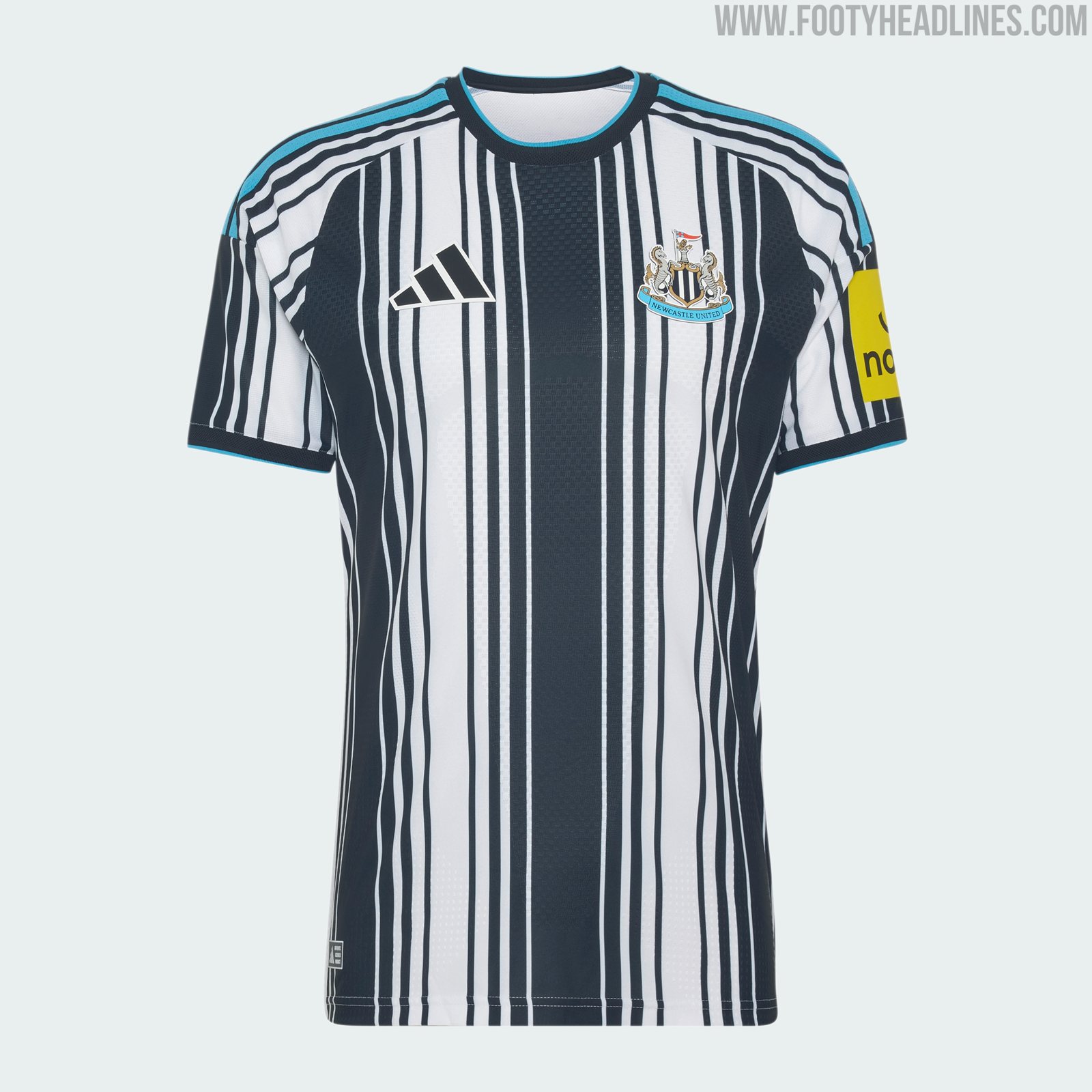 Newcastle United 2026-27 home kit by Adidas with reimagined black-and-white barcode stripes