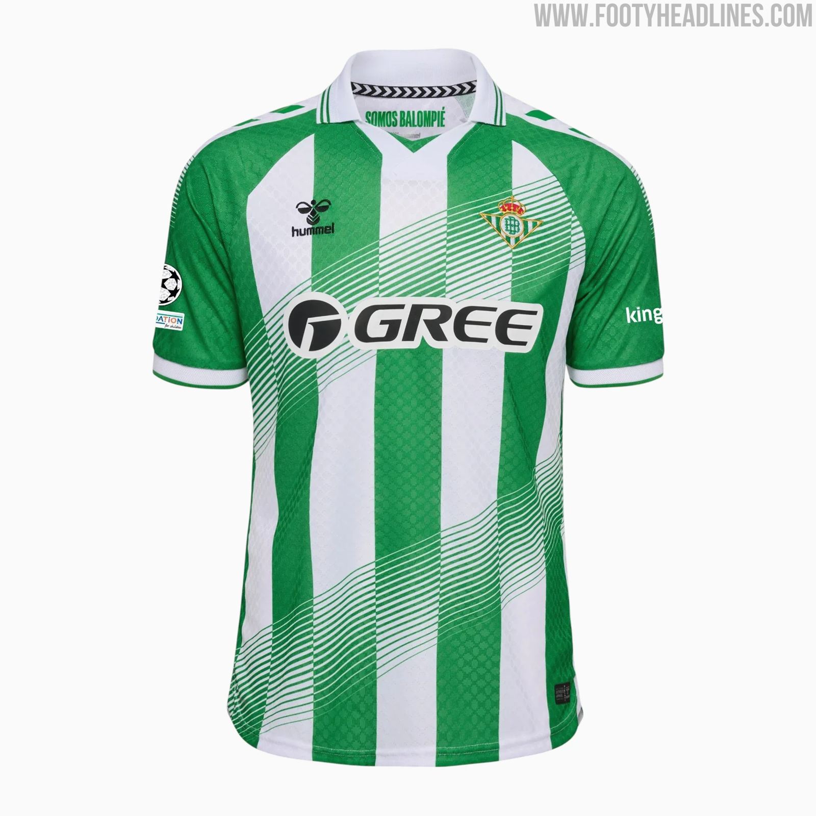 Real Betis 2026-27 Hummel home kit with green and white vertical stripes