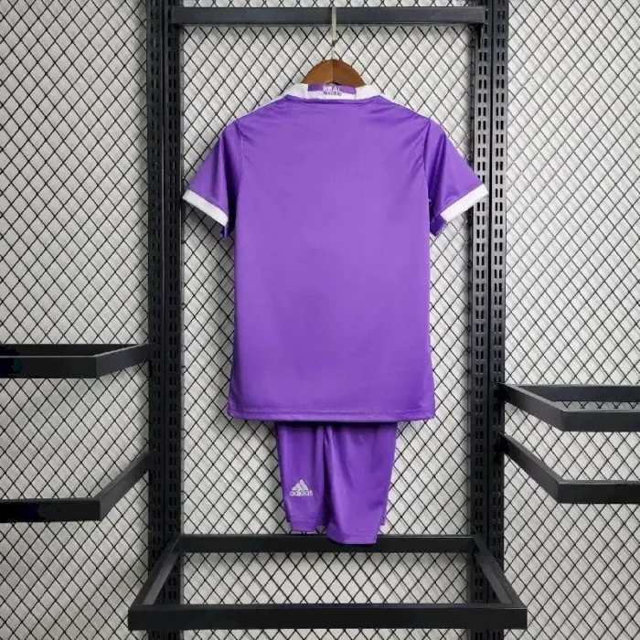 Real Madrid 2017/18 Away Kids Retro Jersey And Shorts