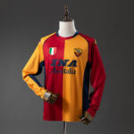 Retro AS Roma 2001/02 Champion Edition Yellow and Red Long Sleeve Jersey