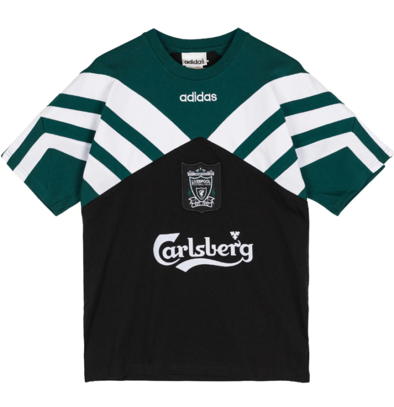 Retro Liverpool 1995 Bringback Adults Tee Black Green Training Jersey