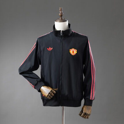 Retro Manchester United Windbreaker Black Jacket