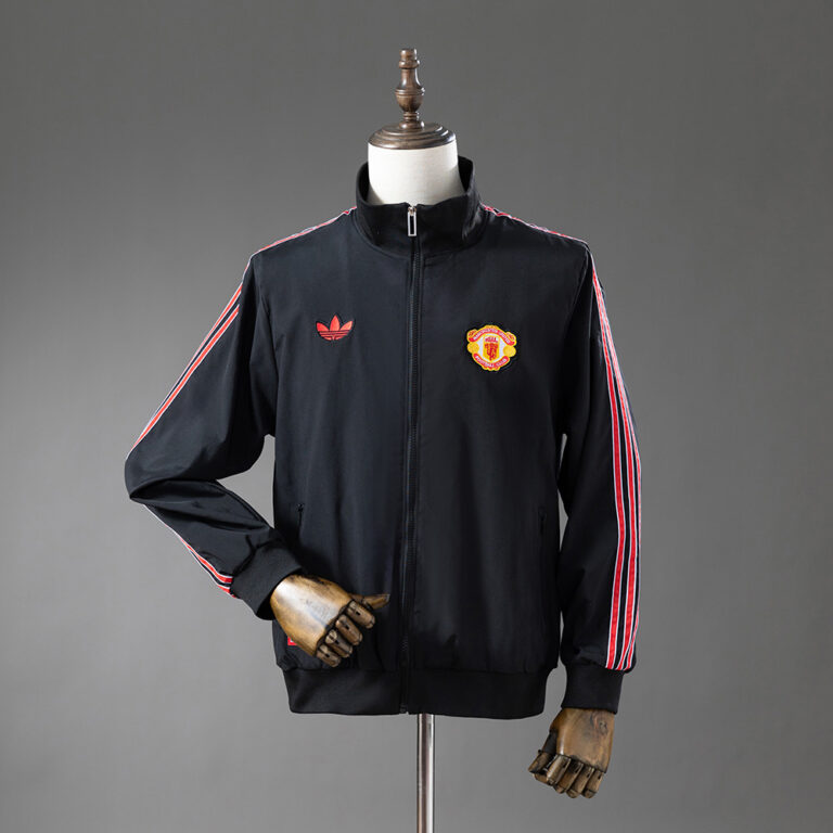 Retro Manchester United Windbreaker Black Jacket
