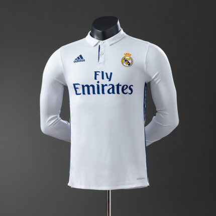 Retro Real Madrid 2016/17 Home Long Sleeve Jersey Player Version