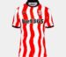 Stoke City 2026-27 home kit by Macron in traditional red and white stripes with the new club crest