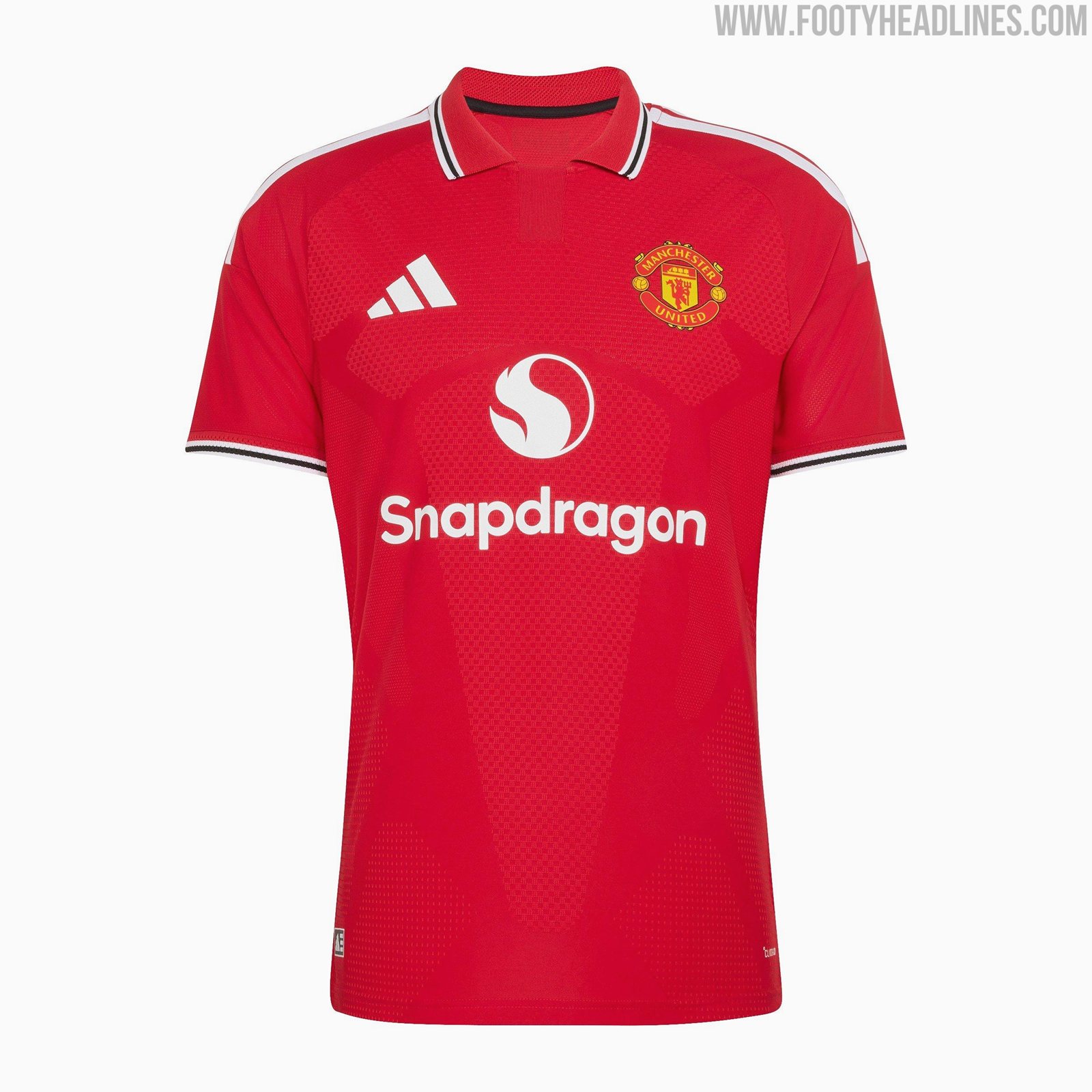 Manchester United 2026/27 adidas home shirt with Admiral-inspired striped collar and cuffs